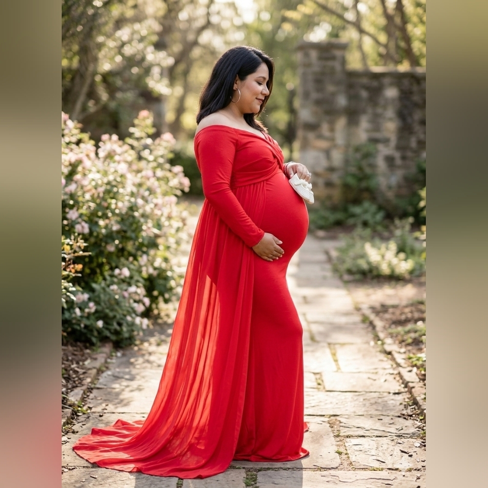 Women Pregnant Photography Photo Shoot Long Fancy Maternity Wrap Dress Maxi Gown